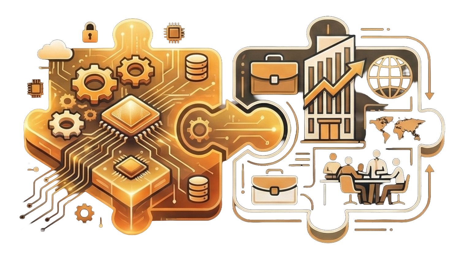 An illustration showing tailored digital tools supporting day-to-day business work.