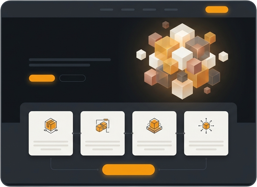 A branded website visual showing a stronger public-facing site with structured content and connected next-step blocks.